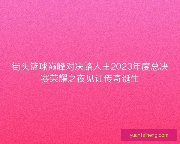 街头篮球巅峰对决路人王2023年度总决赛荣耀之夜见证传奇诞生